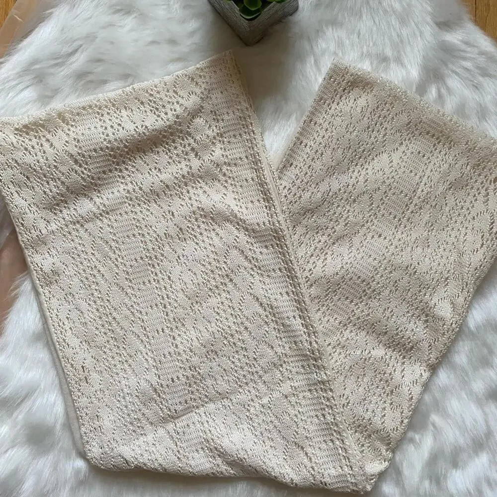 Cream Crochet Knit Pants with Inner Lining